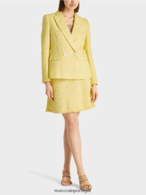 Marc Cain Blazer de Tweed de algodão verde de limão roupas 4P8PV0186 Marc Cain Tops