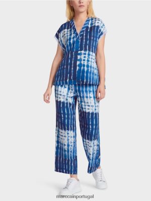 Marc Cain Blusa de batik de design listrado Midnight Blue roupas 4P8PV0921 Marc Cain Tops