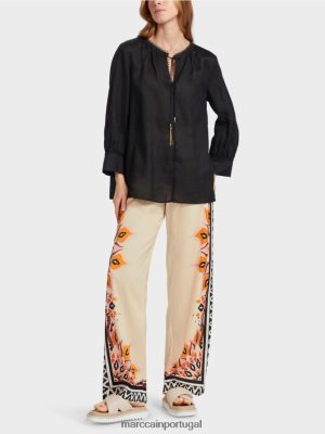 Marc Cain Blusa em Ramie (China Grass) preto roupas 4P8PV0915 Marc Cain Tops