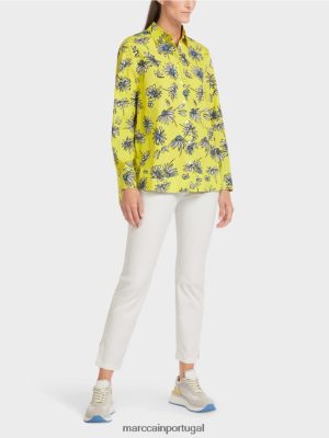 Marc Cain Blusa floral "repensa" enxofre verde roupas 4P8PV0991 Marc Cain Portugal
