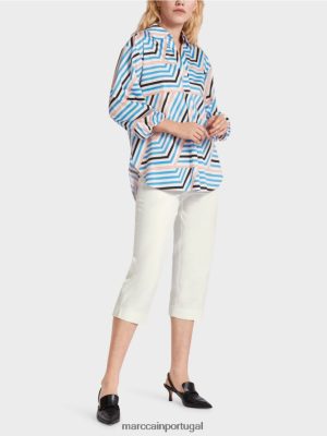 Marc Cain Blusa listrada divertida Azure roupas 4P8PV0924 Marc Cain Tops