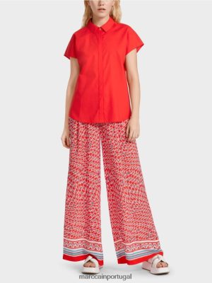 Marc Cain Blusa "repensa" com colarinho Fogo vermelho roupas 4P8PV0928 Marc Cain Portugal