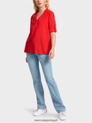 Marc Cain Blusa "repensa" com guias Fogo vermelho roupas 4P8PV0930 Marc Cain Tops