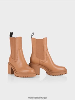 Marc Cain Botas de tornozelo Chelsea com salto de bloco Toffee brilhante calçados 4P8PV01563 Marc Cain Tops