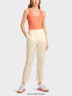 Marc Cain Calças com pregas e cintura elástica linho macio roupas 4P8PV0621 Marc Cain Tops
