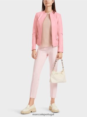 Marc Cain Calças de cintura regulares Sydney pó macio rosa roupas 4P8PV0582 Marc Cain Tops