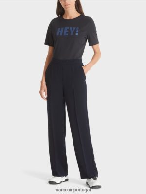 Marc Cain Calças de pernas largas de Washington marinha roupas 4P8PV0574 Marc Cain Portugal