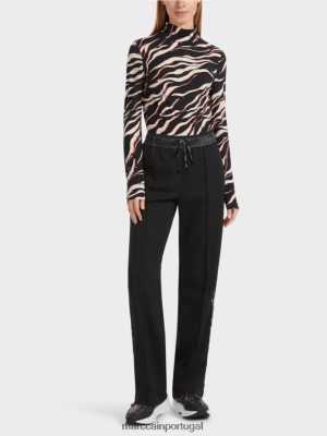 Marc Cain Calças de solby de ampla camisa de jersey preto roupas 4P8PV0535 Marc Cain Portugal