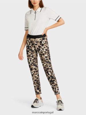 Marc Cain Calças elásticas com vincos prensados café leve roupas 4P8PV0708 Marc Cain Tops