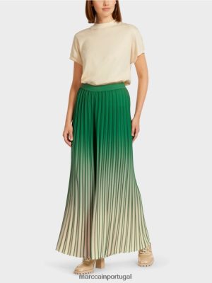Marc Cain Calças plissadas com gradiente de cores vívidas Moss Green roupas 4P8PV0719 Marc Cain Dresses