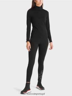 Marc Cain Camisa de mangas compridas com colarinho de stand-up preto roupas 4P8PV01266 Marc Cain Tops