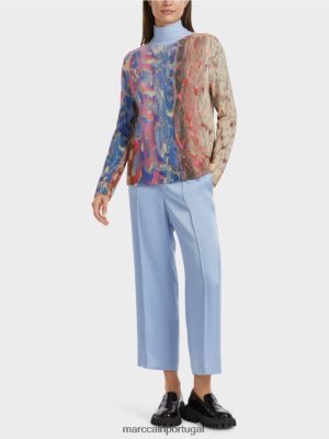 Marc Cain Camisinho colorido tricotado na Alemanha céu escuro do verão roupas 4P8PV01081 Marc Cain Portugal