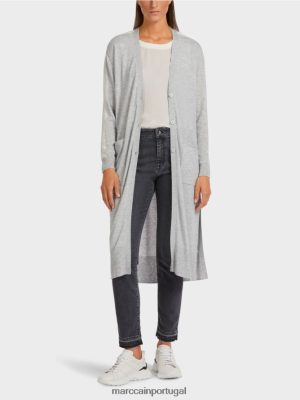 Marc Cain Cardigã de comprimento médio cinza prateado roupas 4P8PV0427 Marc Cain Portugal