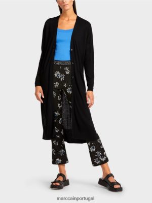 Marc Cain Cardigã de comprimento médio preto roupas 4P8PV0430 Marc Cain Portugal