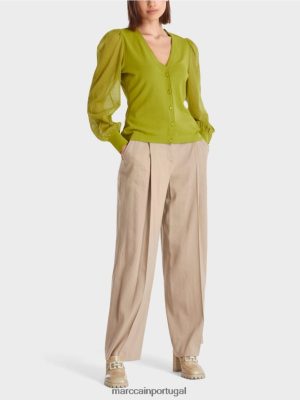 Marc Cain Cardigã feminino "repensar" Verde de oliveira profunda roupas 4P8PV0365 Marc Cain Dresses