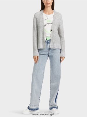Marc Cain Cardigan 100 % feito na Alemanha cinza prateado roupas 4P8PV0329 Marc Cain Dresses