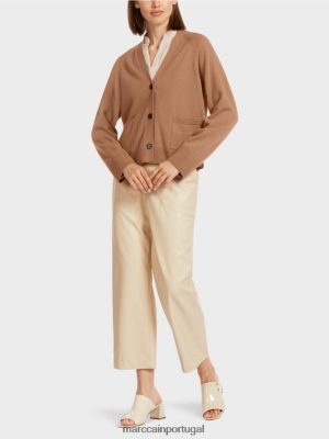 Marc Cain Cardigan elegante com fendas laterais camelo roupas 4P8PV0437 Marc Cain Dresses