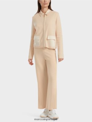 Marc Cain Cardigan tricotado na Alemanha Creme escuro roupas 4P8PV0319 Marc Cain Portugal