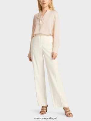 Marc Cain Linho de Wukari e calças de viscose off white roupas 4P8PV0645 Marc Cain Tops