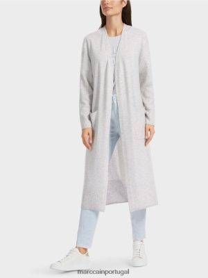 Marc Cain Longo tricotado "repensar" casaco cinza prateado roupas 4P8PV0333 Marc Cain Tops