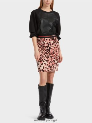 Marc Cain Mini saia com estampa de leopardo Campari roupas 4P8PV0461 Marc Cain Dresses