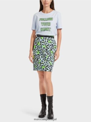 Marc Cain Mini -saia slim com impressão de graffiti pó macio azul roupas 4P8PV0470 Marc Cain Dresses