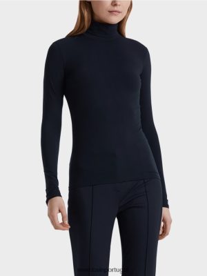 Marc Cain Pullover delicado de colarinho Midnight Blue roupas 4P8PV01482 Marc Cain Tops