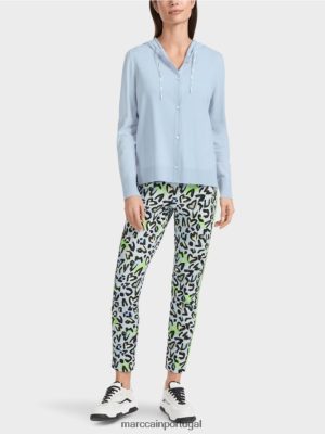 Marc Cain "Rethink Together" Cardigan de unha fina pó macio azul roupas 4P8PV0328 Marc Cain Portugal