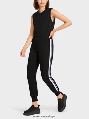 Marc Cain "Rethink juntos" calça com listras preto e branco roupas 4P8PV0711 Marc Cain Tops