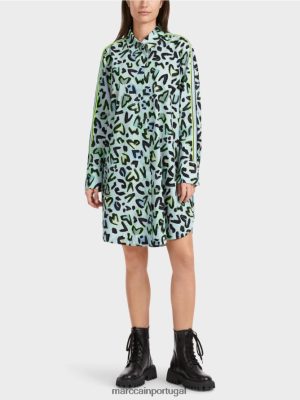 Marc Cain Roundneck "repensar o vestido de camisa pó macio azul roupas 4P8PV029 Marc Cain Dresses