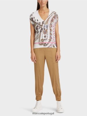 Marc Cain SLAPLEOVER 100% fabricado na Alemanha off white roupas 4P8PV01155 Marc Cain Tops