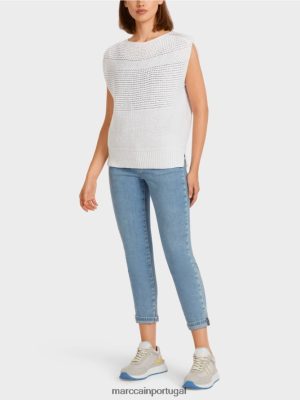 Marc Cain SLAPLEOVER 100% fabricado na Alemanha off white roupas 4P8PV01164 Marc Cain Tops