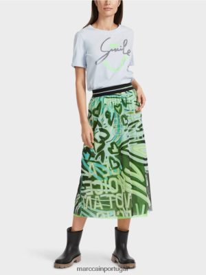 Marc Cain Salia de design de graffiti em tule pó macio azul roupas 4P8PV0469 Marc Cain Portugal