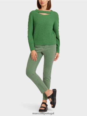 Marc Cain Sweater de malha de cabo "tricotado na Alemanha" Moss Green roupas 4P8PV01198 Marc Cain Portugal