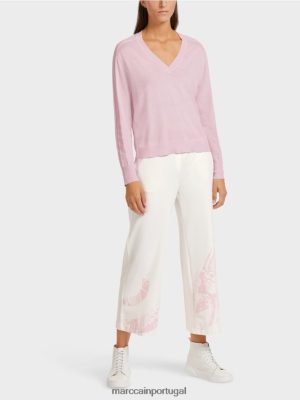 Marc Cain Sweater elegante de decote em V Fine-Knok Lavanda leve roupas 4P8PV01156 Marc Cain Portugal