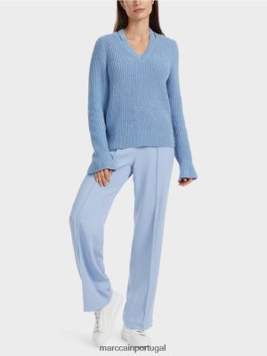 Marc Cain Sweater elegante tricotado na Alemanha céu escuro do verão roupas 4P8PV01085 Marc Cain Dresses