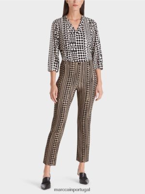 Marc Cain Sydney Stretch Pants com padrão de ponto Granola roupas 4P8PV0728 Marc Cain Dresses