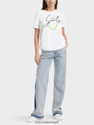 Marc Cain T-shirt "Rethink Together" com glitter off white roupas 4P8PV01304 Marc Cain Dresses