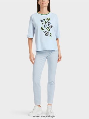 Marc Cain T-shirt "Rethink Together" pó macio azul roupas 4P8PV01295 Marc Cain Dresses