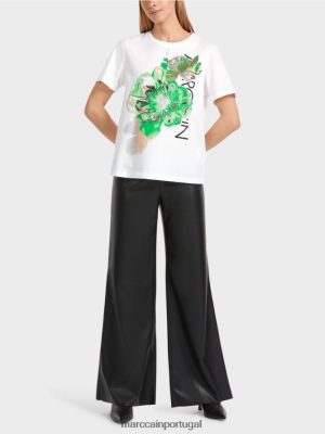 Marc Cain T-shirt brilhante "Rethink Together" branco roupas 4P8PV01245 Marc Cain Tops