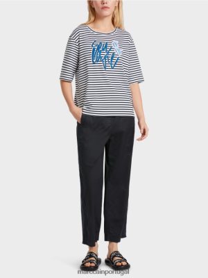 Marc Cain T-shirt com declaração listra roupas 4P8PV01362 Marc Cain Tops