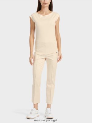 Marc Cain T-shirt de abraçar o corpo Creme escuro roupas 4P8PV01338 Marc Cain Tops