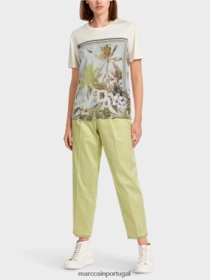 Marc Cain T-shirt elegante em uma mistura de materiais Azure roupas 4P8PV01418 Marc Cain Dresses