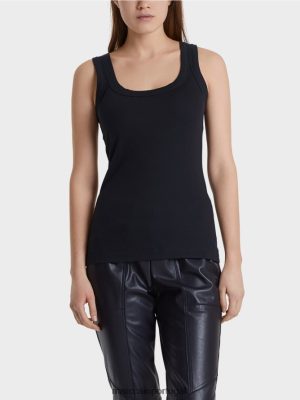 Marc Cain Tampa do tanque fino Midnight Blue roupas 4P8PV01467 Marc Cain Tops