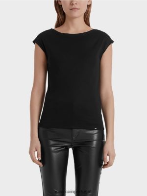Marc Cain Top básico com um decote largo preto roupas 4P8PV01476 Marc Cain Tops