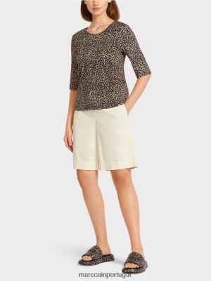 Marc Cain Top com estampa de leopardo A. creme de pó roupas 4P8PV01430 Marc Cain Dresses