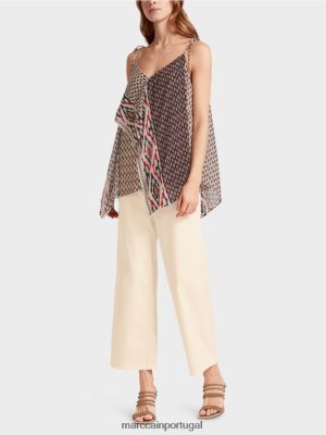 Marc Cain Top de estilo Boho creme roupas 4P8PV01372 Marc Cain Portugal