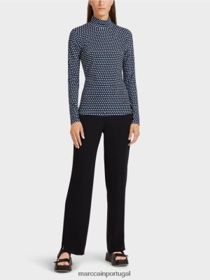 Marc Cain Top de mangas compridas com colarinho de stand-up preto roupas 4P8PV01440 Marc Cain Tops