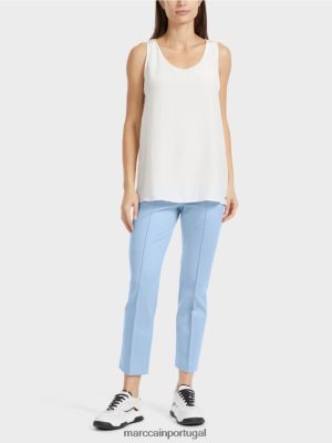 Marc Cain Top leve sem mangas off white roupas 4P8PV01344 Marc Cain Tops