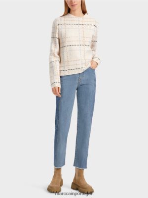 Marc Cain Verifique o jumper tricotado na Alemanha Creme escuro roupas 4P8PV01088 Marc Cain Dresses